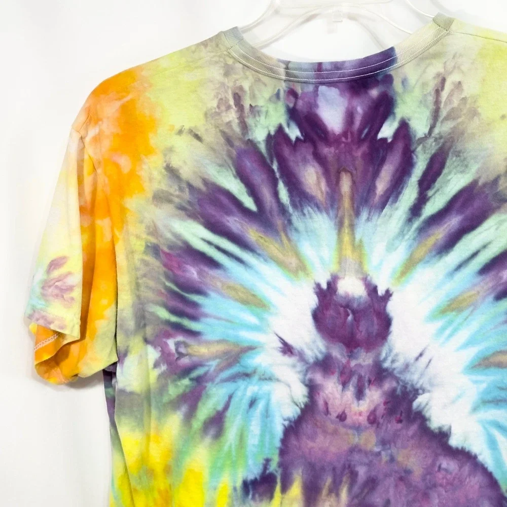 Fruit of‎ the Loom Large Top Handmade Tie Dye Shirt Colorful Purple Yellow 864